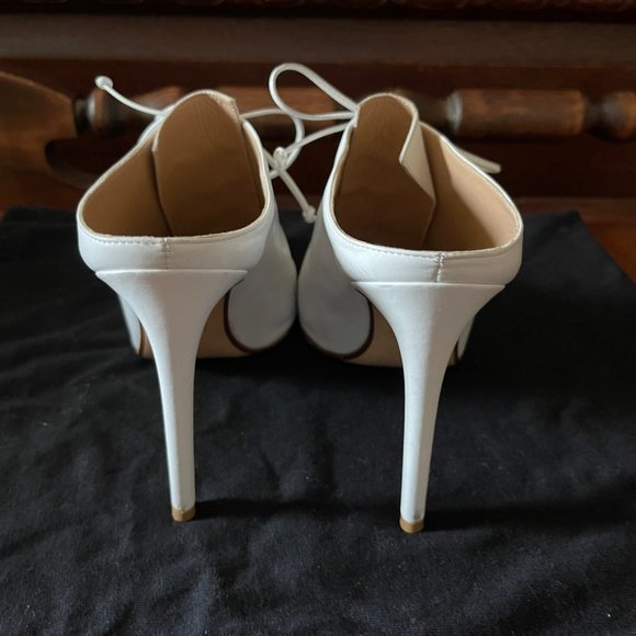 Francesco Russo Paris Lace-Up White Leather Mules Pumps 36.5/6.5 - Picture 7 of 13